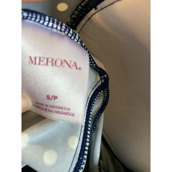 Merona Navy Blue Polka Dotted Size Medium 2 Piece Padded Tankini Swimsuit - Picture 6 of 8